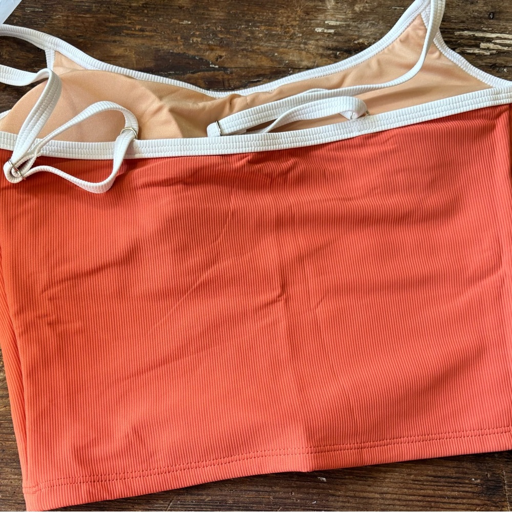 Geode Ribbed Coral High Waist Shorts and Coral Ribbed Scoop Tankini Top XS - Picture 5 of 11